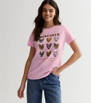 New Look Pink Heart Animal Print Mon Coeur Logo T-Shirt